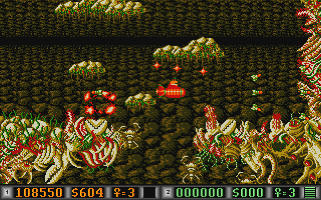 Blood Money Atari ST Screenshot: Don't crash into walls...