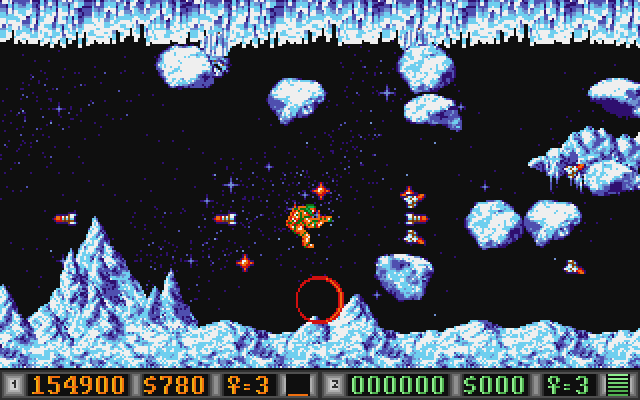 Blood Money Atari ST Screenshot: Dodge all of the asteroid that appear!