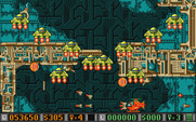 Blood Money for Atari ST - These green saucers earn money when destroyed.