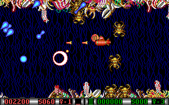 Blood Money IBM PC/Compatibles Screenshot: After shooting certain enemies coins can be collected to earn money.