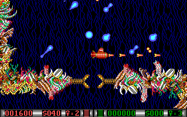 Blood Money IBM PC/Compatibles Screenshot: Numerous enemies attack...