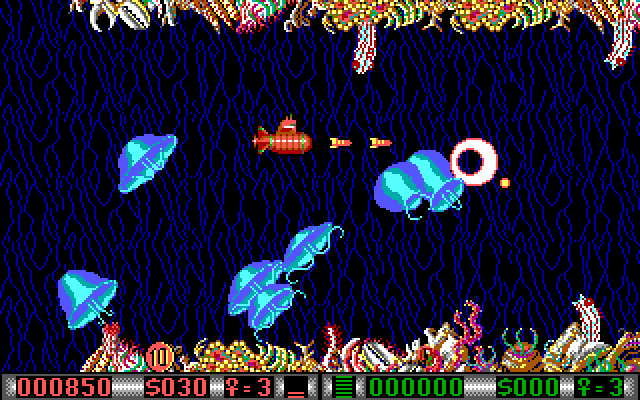 Blood Money IBM PC/Compatibles Screenshot: Giant jelly fish attack!