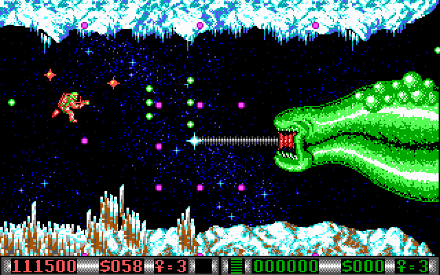 Blood Money IBM PC/Compatibles Screenshot: The third world end of level boss.