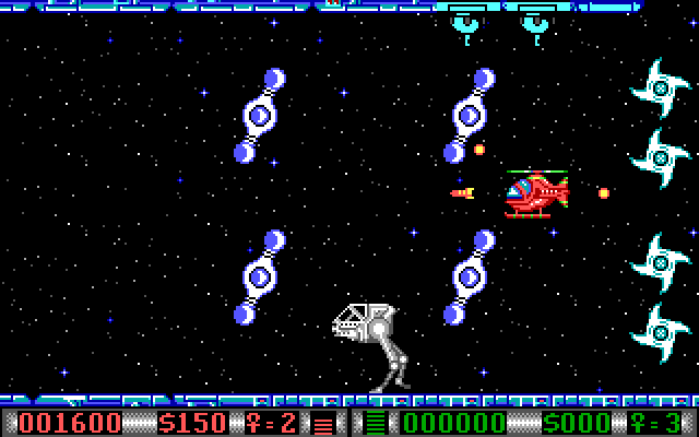 Blood Money IBM PC/Compatibles Screenshot: Your craft can face towards the left or the right.