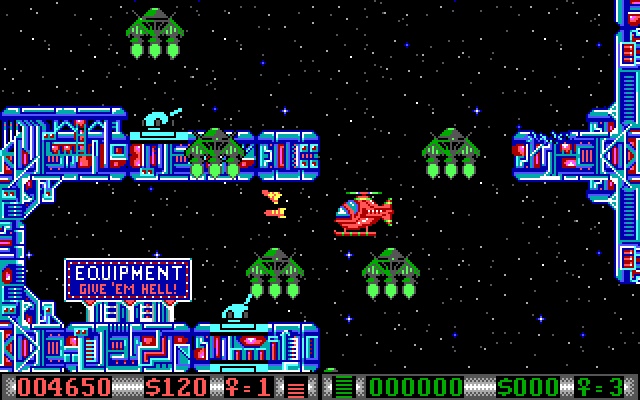 Blood Money IBM PC/Compatibles Screenshot: The screen scrolls both horizontally and vertically.