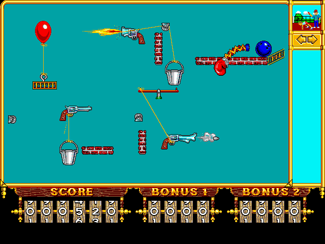 Incredible Machine, The IBM PC/Compatibles Screenshot: Firing the guns...