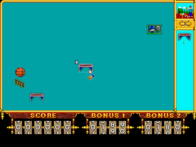 Incredible Machine, The IBM PC/Compatibles Screenshot: This puzzle doesn't have many pieces to work with.