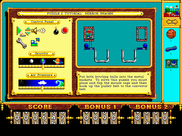 Incredible Machine, The IBM PC/Compatibles Screenshot: Overview of a trickier puzzle.