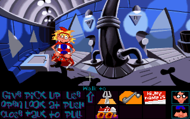 Maniac Mansion: Day of the Tentacle IBM PC/Compatibles Screenshot: Sneaking around...