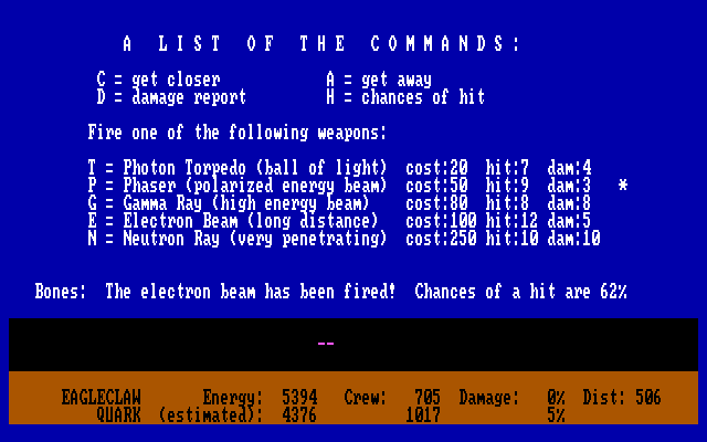 Star Turkey IBM PC/Compatibles Screenshot: The electron beam has been fired!