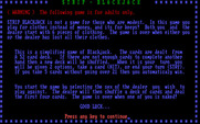 Strip Blackjack for IBM PC/Compatibles - Game instructions.