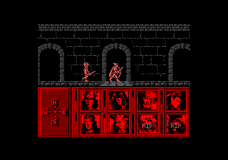 Heroes of the Lance Amstrad CPC Screenshot: Don't let someone sneak up on you!