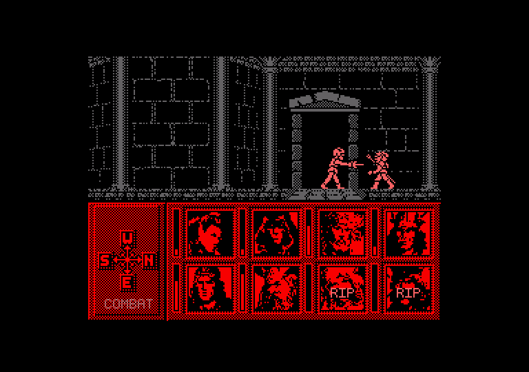 Heroes of the Lance Amstrad CPC Screenshot: Another battle ensues.