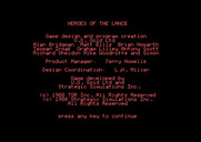 Heroes of the Lance for Amstrad CPC - Credits screen.
