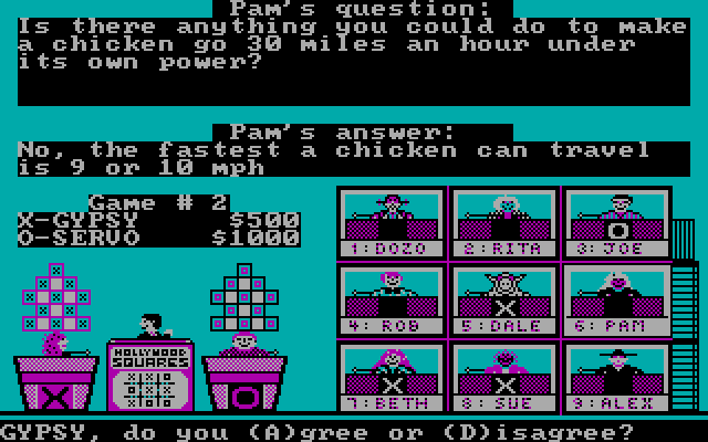 Hollywood Squares IBM PC/Compatibles Screenshot: Do you agree or disagree with this answer?