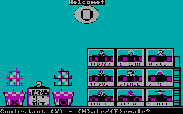 Hollywood Squares IBM PC/Compatibles Screenshot: Setting up the players.