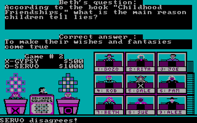 Hollywood Squares IBM PC/Compatibles Screenshot: And the correct answer is...