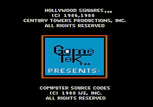 Hollywood Squares Apple II Screenshot: GameTek logo screen.