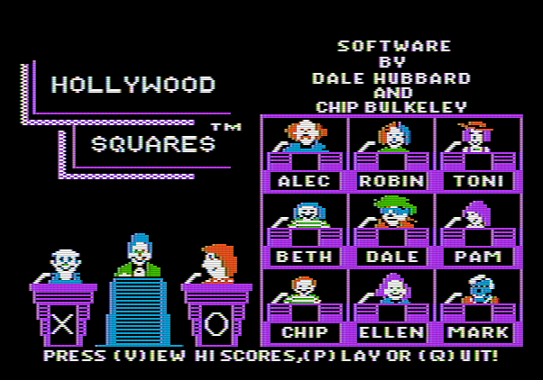 Hollywood Squares Apple II Screenshot: Title screen.