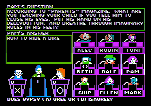 Hollywood Squares Apple II Screenshot: Do you agree or disagree with this answer?