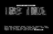 Magic Spells for Commodore 64 - List of spells menu.