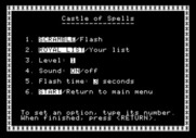 Magic Spells for Apple II - The castle of spells menu.