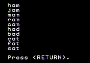 Magic Spells for Apple II - Here's the list of words for the next game.