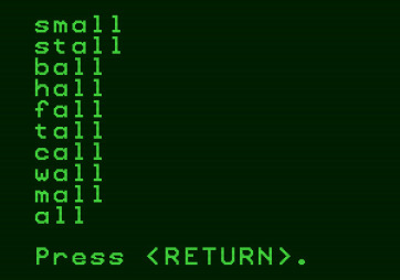 Magic Spells for Apple II - Some tougher words for the next game.