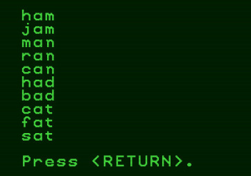 Magic Spells for Apple II - Here's the list of words for the next game.