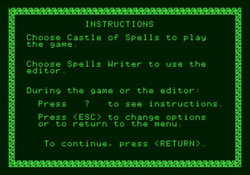 Magic Spells for Apple II - Game instructions.