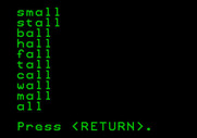 Magic Spells for Apple II - Some tougher words for the next game.