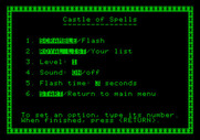 Magic Spells for Apple II - The castle of spells menu.