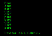 Magic Spells for Apple II - Here's the list of words for the next game.