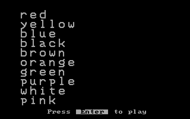 Magic Spells IBM PC/Compatibles Screenshot: Here's the words in this game...