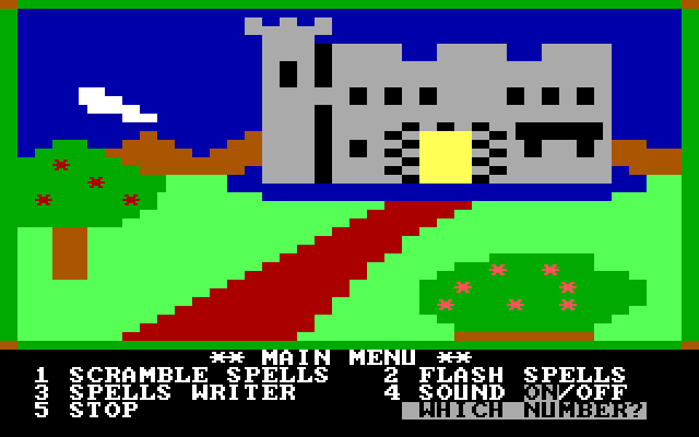 Magic Spells IBM PC/Compatibles Screenshot: The main menu.