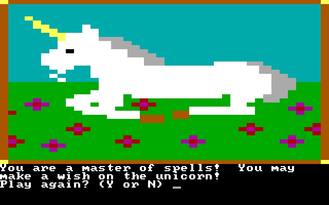 Magic Spells IBM PC/Compatibles Screenshot: I'm a master of spells! Try again?