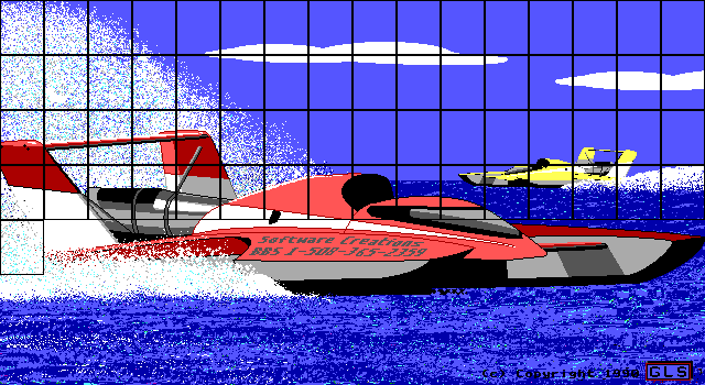 Picture Puzzle IBM PC/Compatibles Screenshot: The completed picture is slowly broken into pieces and shuffled.