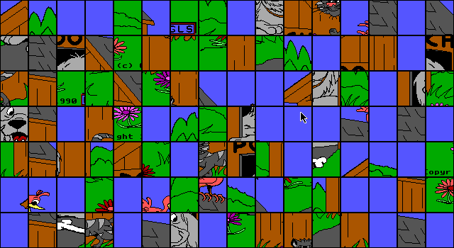 Picture Puzzle IBM PC/Compatibles Screenshot: A scrambled puzzle.