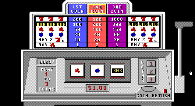 Vegas Bandit IBM PC/Compatibles Screenshot: Place a bet, then pull the handle...
