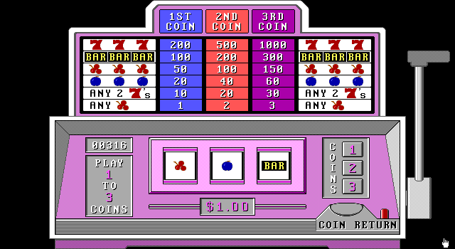 Vegas Bandit IBM PC/Compatibles Screenshot: There are several colors that are selectable.