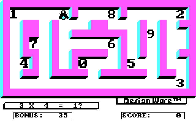 Math Maze IBM PC/Compatibles Screenshot: 3x4 is what?