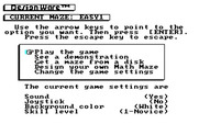 Math Maze for IBM PC/Compatibles - The main menu.