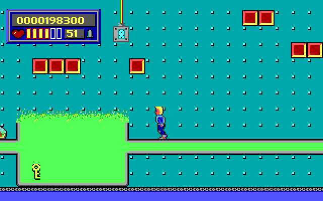Jason Storm in Space Chase: Showdown in Orbit IBM PC/Compatibles Screenshot: Don't fall in that green stuff...