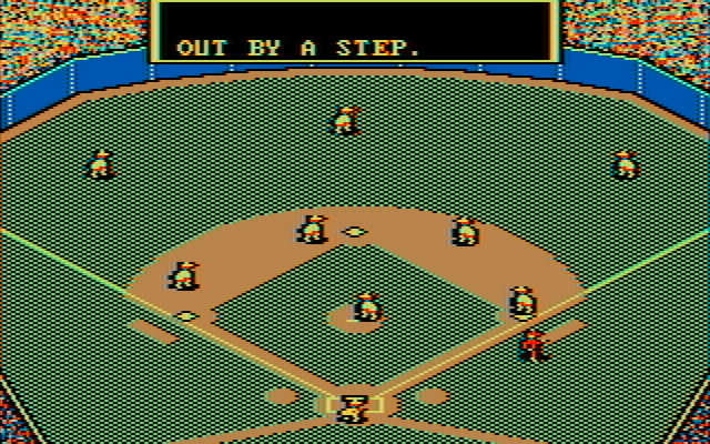 MicroLeague Baseball IBM PC/Compatibles Screenshot: Out by a step...