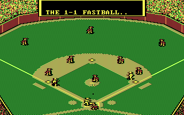 MicroLeague Baseball IBM PC/Compatibles Screenshot: Here's the pitch...it's a fast ball!