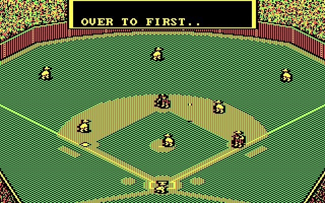 MicroLeague Baseball IBM PC/Compatibles Screenshot: Over to first...