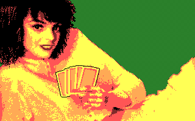 Strip Poker II Plus IBM PC/Compatibles Screenshot: Starting a game against Sam.