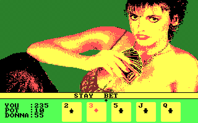 Strip Poker II Plus IBM PC/Compatibles Screenshot: A lousy hand...