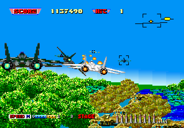 After Burner II Arcade Screenshot: Enemy planes approaching!