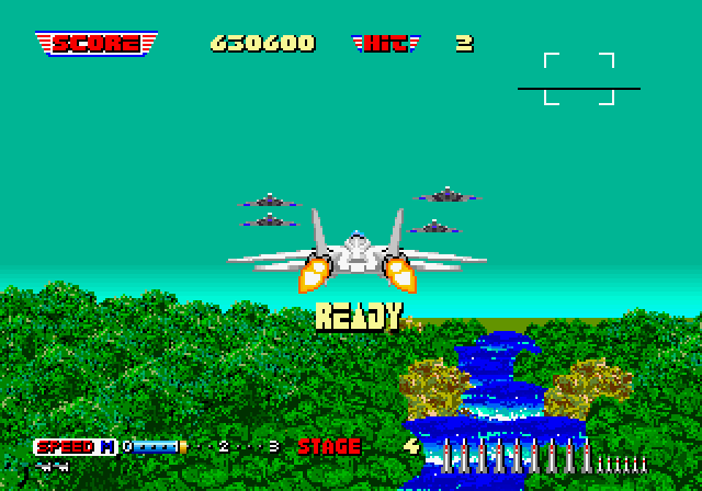 After Burner II Arcade Screenshot: I crashed! Ready to try again?